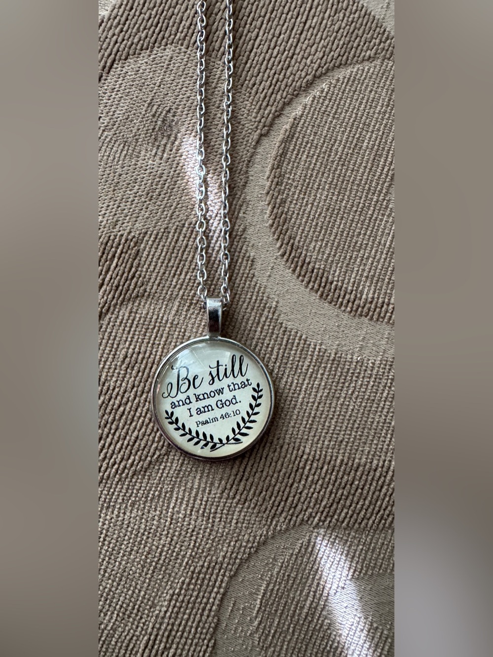 Inspirational "Be Still" Pendant Necklace - Silver Tone